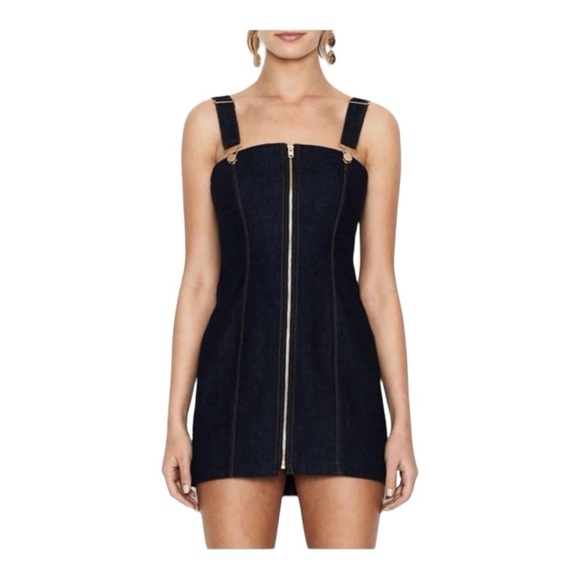 ALICE MCCALL Hello Its Me Denim Sleeveless Zip Front Bodycon Mini Dress Size 2 - Picture 9 of 12